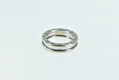 18K BVLGARI Designer Band B Zero Wedding Band Ring White Gold *45