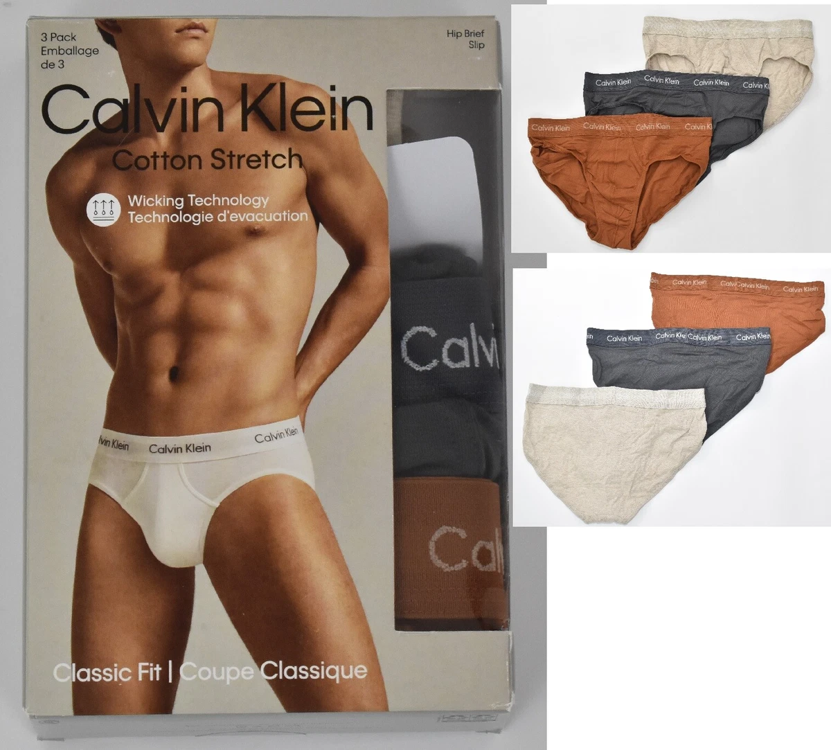 CALVIN KLEIN UNDERWEAR Three-Pack Stretch-Cotton Briefs for Men