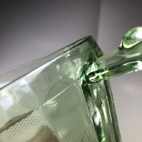 Jeannette Uranium Green Depression Glass Floral Poinsettia 7.5" Pitcher Read Des - Picture 20 of 21