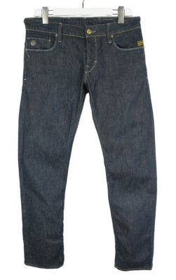 G-Star Heller Low Straight Herrenjeans W31/32 Dunkelblau Raw Jeans Logo Knöpfe