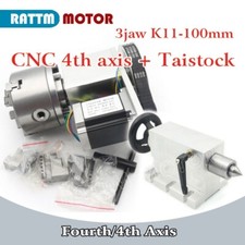 CNC K11-100mm Rotary 4th Fourth Axis dividing head + 3 jaw chuck + MT2 tailstock