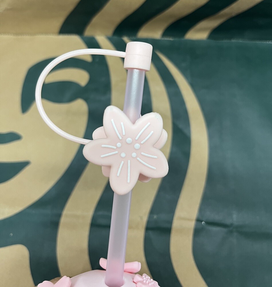 2023 Starbucks Cute Cat Gradient Pink Tumbler + Sakura Topper 20oz Cold Cup Gift