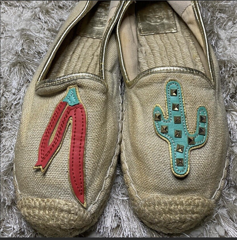 シューズ・サンダルその他 Tory Burch Espadrilles Women's Tan Tory Burch Chili & Cactus Detail Espadrilles sz