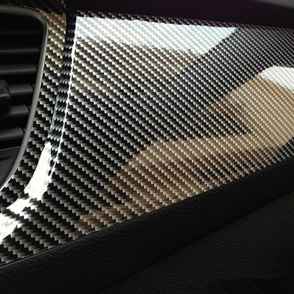 Carbon Fiber Vinyl Wrap Film Interior Control Panel Decals Car Parts
