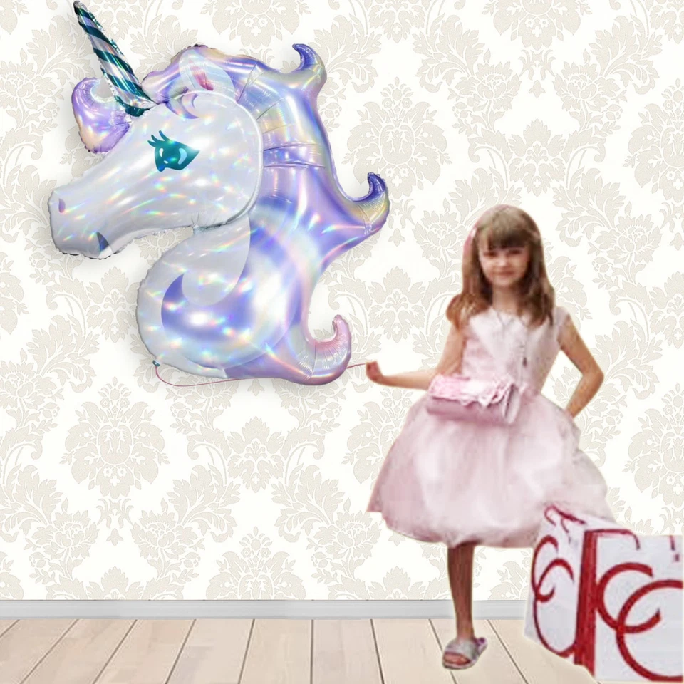 LOTE DE 138 piezas Completo LÁSER UNICORNIO ROSA PASTEL GLOBO Arco FELIZ CUMPLEAÑOS FIESTA Foto 4 de 4