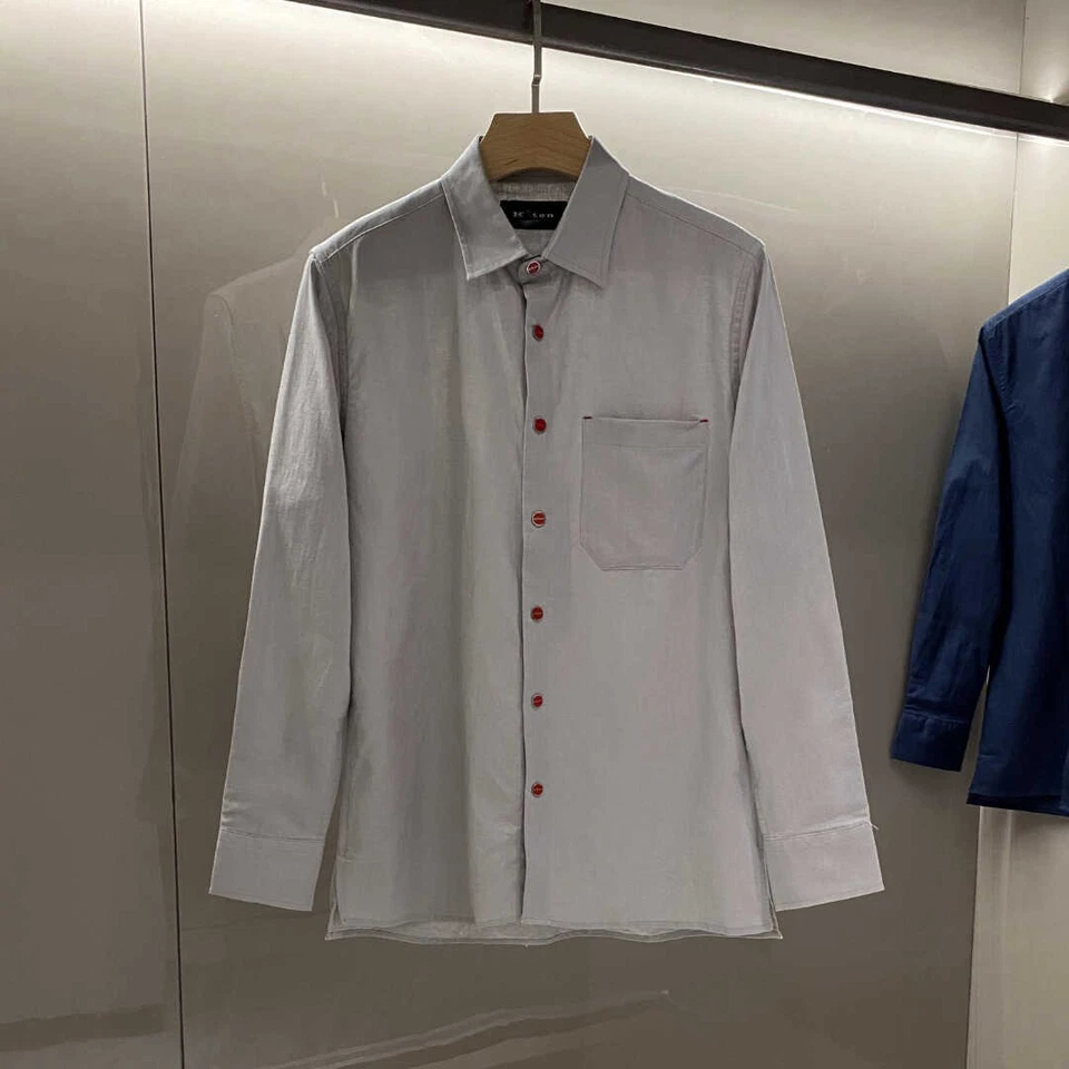 kiton Camisa Hombre Lino Manga Larga Foto 4 de 4