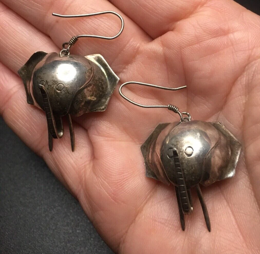 Vintage elephant earrings clearance