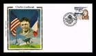 COVER CHARLES LINDBERGH FLIGHT NEW SWEDEN FDC COLORANO SILK CACHET