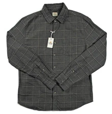 Marine Layer Mens Flannel Shirt L Classic Long Sleeve Button Front Stretch Gray
