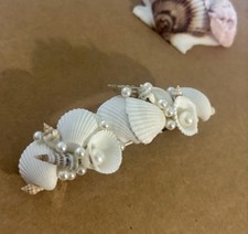 Mermaid Hair Barrette Natural Real Seashells Pearls Beach Theme Party Wedding