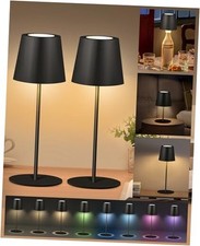 Cordless RGB Table Lamp,Wireless Bottle Lamp,3 Level Dimming  2 Pack Black RGB