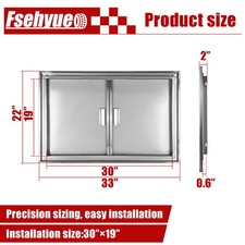 Flush Mount 33W x 22H InchStainless Steel Outdoor Kitchen Double Access Door