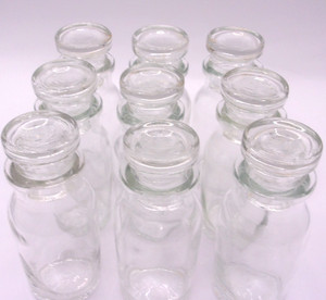 Vintage 9 Spice Jar Glass Bottles With Stopper Apothecary Made in Japan-READ
