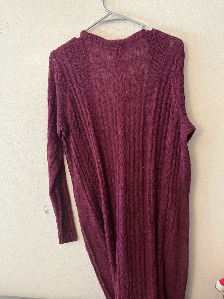 Cárdigan Suéter Torrid Para Mujer Granate Frente Abierto Manga Larga Talla 1X (14-16) Foto 3 de 3