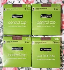 No Nonsense Control Top Pantyhose Nylon Leg, Size D Tan X4