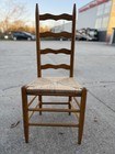 Ladder Back French Country Vintage Wood Dinning Chairs w/ Rush Seating(Set of 1)