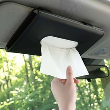 Car Tissue Holder, Car Sun Visor Napkin Box, Premium PU Leather, Auto Napkin