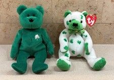 TY Beanie Babies   St. Patrick  s Day   Erin  Clover   lot of 2   Green Plush