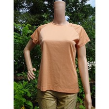 Vintage 1970s James Kenrob Mock Neck Knit Top Peach Orange Mod Shirt Large L