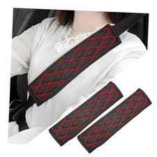 2 PCS Car Seat Belt Cover Pads, Wear-Resistant Breathable Seatbelt Cushion Red