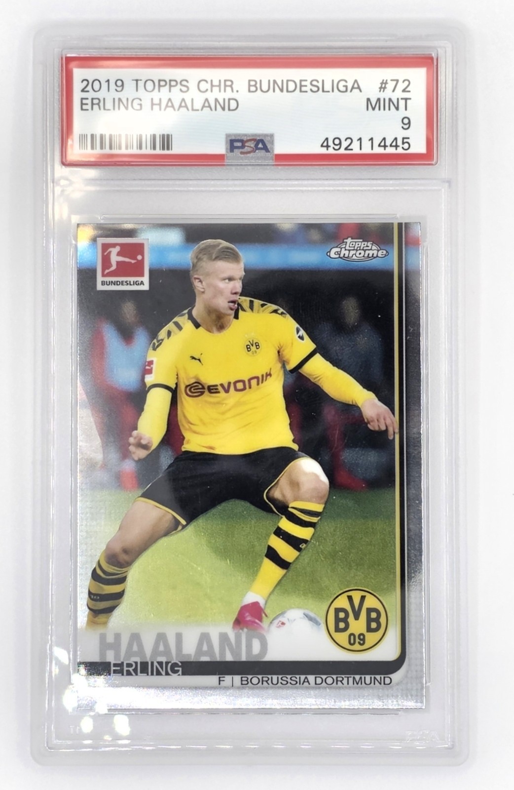 2019 Topps Chrome Bundesliga Erling Haaland RC Rookie PSA 9 Mint