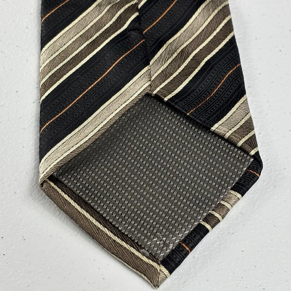 Corbata Croft & Barrow Marrón Azteca Occidental Rayas Tono Tierra Gradiente Seda 60" Foto 2 de 4