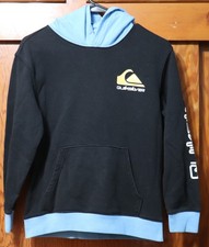 QuikSilver Hoodie Pullover Black w/ Orange Omni Logo Youth Boys Small YS