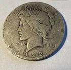 1922 Peace Silver Dollar, 90% Silver, Circulated