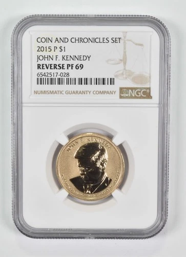 2015-P Reverse PF69 John F. Kennedy $1 Coin and Chronicles NGC *7157