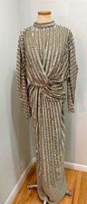 Asos Sequin Maxi Party Dress Gold Silver Formal Gown - Sz 6 - NEW WITH TAGS