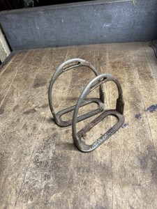 Antique Rare Western Horse Saddle Boot Foot Stirrups Pair Set Cast Iron USA