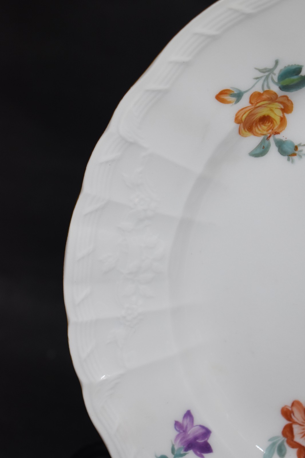 KPM Porcelain Hand Painted Plate Signed Anton Herder 1903-1935 Flowers Lilac