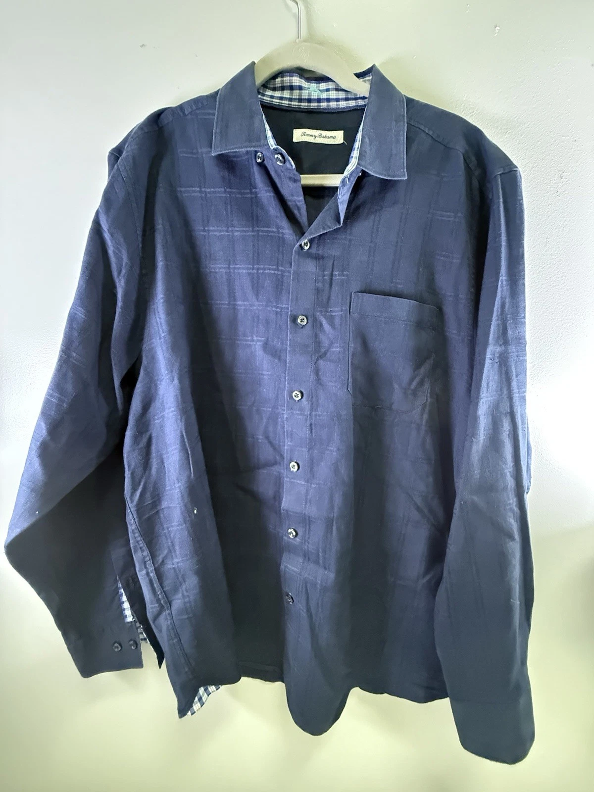 Tommy Bahama Button Up Shirt Men's Size Linen Blend Navy Blue (394)