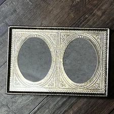 Vintage Intercraft 4x6” Dual Oval Gold Tone Picture Frame Table Mount