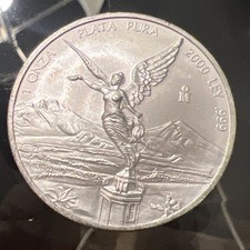 2000 Mexico Silver Libertad 1 Onza .999 1 oz Silver Coin Key Date Brilliant UNC 2000 Mexico Silver Libertad 1 Onza .999 1 oz Silver Coin Key Date Brilliant UNC