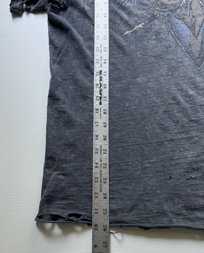 Camiseta Affliction Para Hombre L Azul Calavera Alas Cruzadas Y2K Grunge Metal Golpeado - Imagen 12 de 13