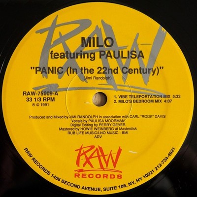 Milo Featuring Paulisa Moorman - Panic (In The 22nd Century) 12 Inch Vinyl Si...