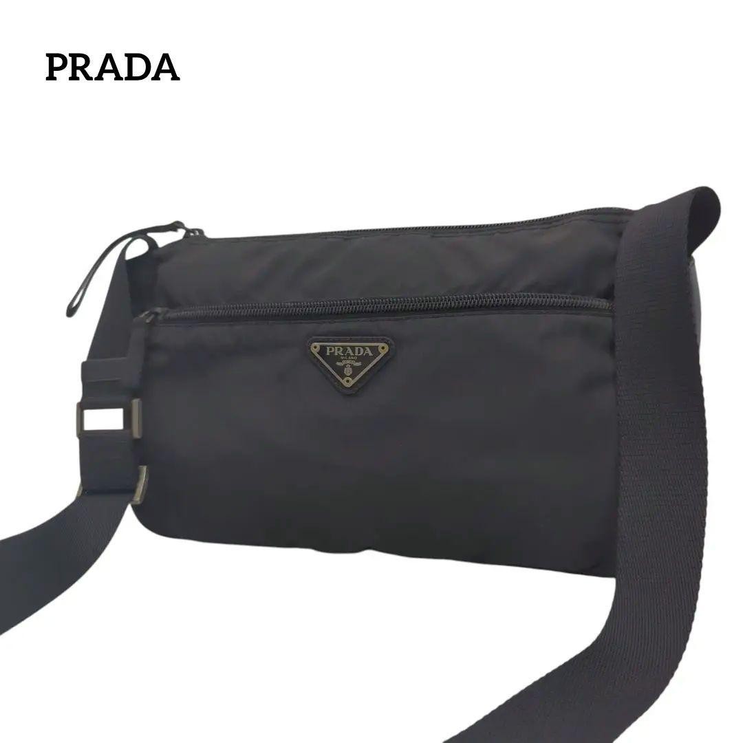 Prada Shoulder Bag Camera Nylon Logo Plate