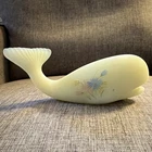 Fenton Hand Painted Custard Glass Whale Figurine Uranium Glass