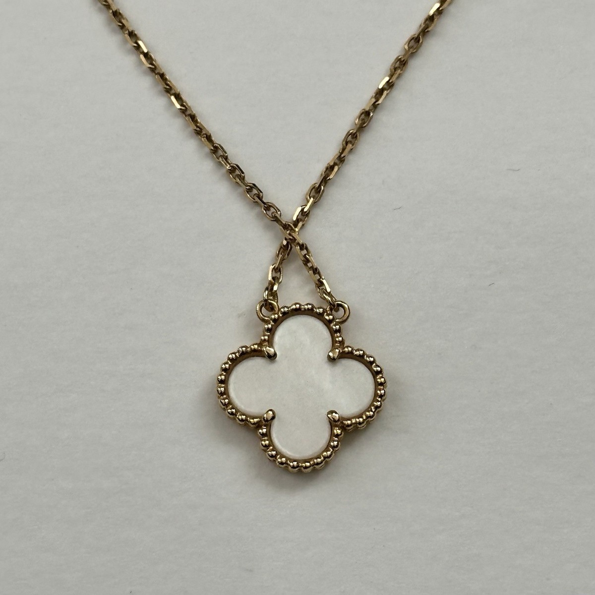 Van Cleef & Arpels Vintage Alhambra Necklace Pendant 18K YG Mother