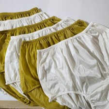 6 Nylon Panties/ High Waisted/ Double Nylon Layer Crotch/Dark Yellow IVORY / XL