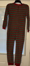 Macy's Family PJ's Holiday One Piece Fleece Red Green Youth Pajamas Sz 10/12