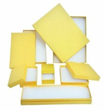5 7/16" x 3 1/2" x 1" 20 Light Yellow Kraft Cotton Filled Packaging Gift Boxes