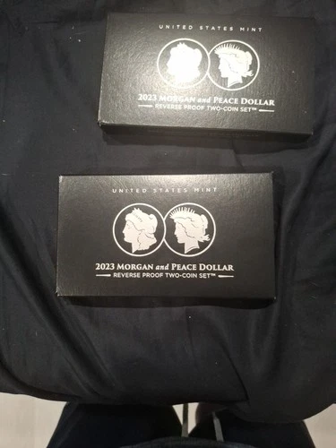 2023 Morgan and Peace Dollar Reverse Proof Two-Coin Set with COA, Box, 23XS