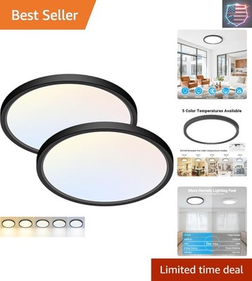 2 Pack LED Flush Mount Ceiling Light,12Inch 24W,3000K/3500K/4000K/5000K/6500K...