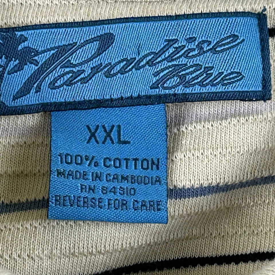 Polo de golf Paradise Blue XXL manga corta para hombre botón informal a rayas Foto 3 de 4