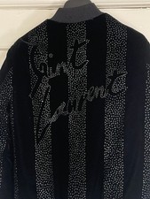 Saint Laurent Logo Black Velvet Embroidered Crystal Limited Edition Jacket NWOT
