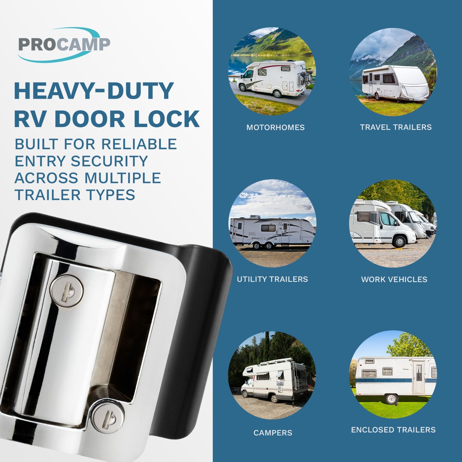 Chrome RV Paddle Entry Door Lock Latch | Handle Knob | Deadbolt Lock ...