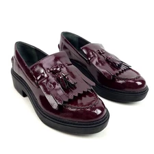 Franco Sarto Women's Size 8.5 L-Carolynn Lug Sole Loafers Burgundy New