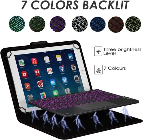 Removable Bluetooth Keyboard & Touchpad for 9-11 Inch Tablets with Leather Cover - Picture 5 of 8